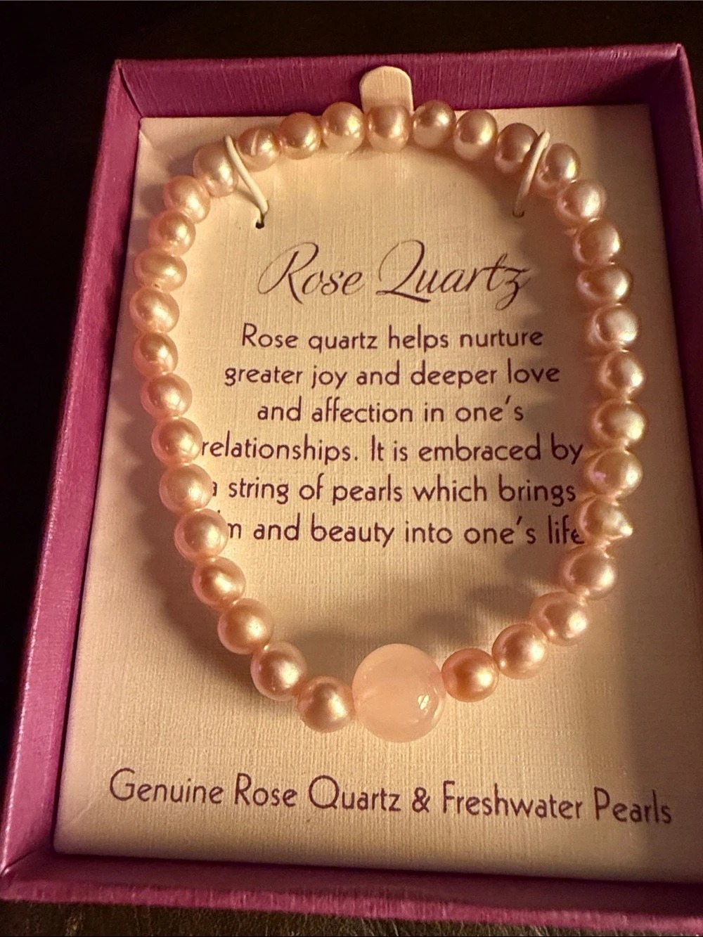 Rose Quartz Freshwater Pearl Bracelet in Pink Like New